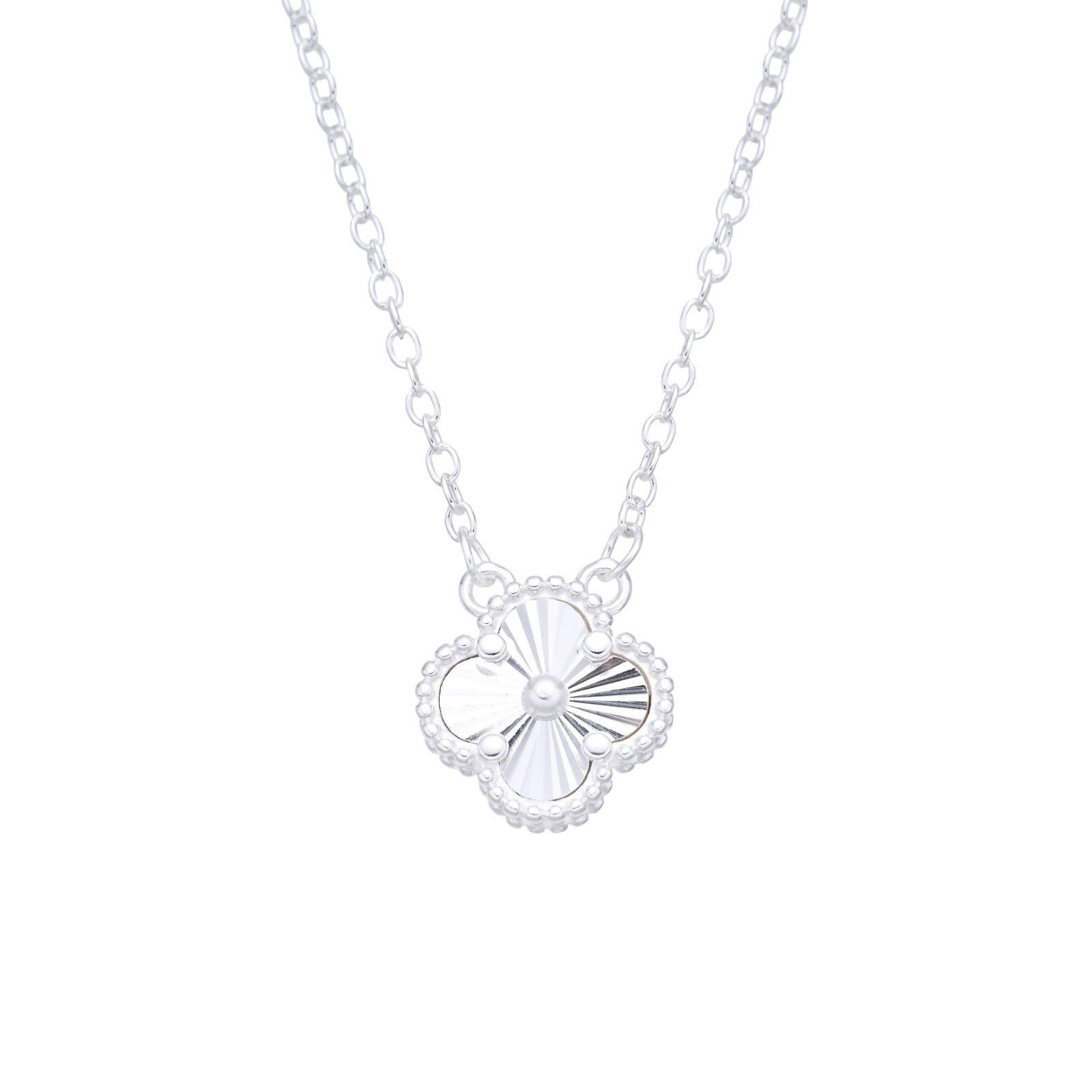 Gargantilla de Flor 9.5mm, Plata Italiana 925  42+4cms