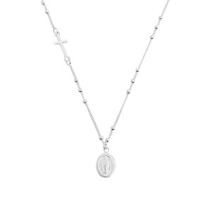 Gargantilla de Cadena Grumett con Bolitas 2mm, Plata Italiana 925 42+3cms