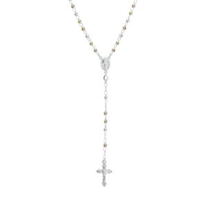 Rosario con la Medalla de la Milagrosa y Bolitas Lisas de 3mm, Plata Italiana 925 50cms