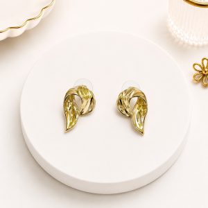 Zarcillos de Ondas Color Dorado de Oro laminado 18k cierre de Omega