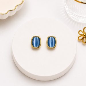 Zarcillos Ojo de Gato, Oro Laminado Viennios  18k Cierre  de Omega