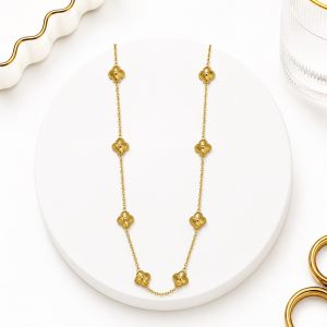 Gargantilla Tipo Van Cleef diamantado Oro Laminado 18k Viennois