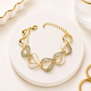 Pulsera de eslabones esmaltados Oro Laminado 18k