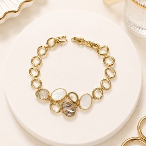 Pulsera  de Circones de Ojo de Gato Oro Laminado 18k