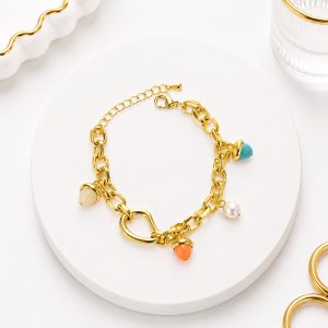 Pulsera  con Dijes Colgantes Oro Laminado 18k